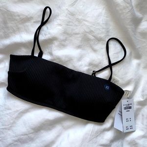 Hollister Black Ribbed Bikini Top Size XS